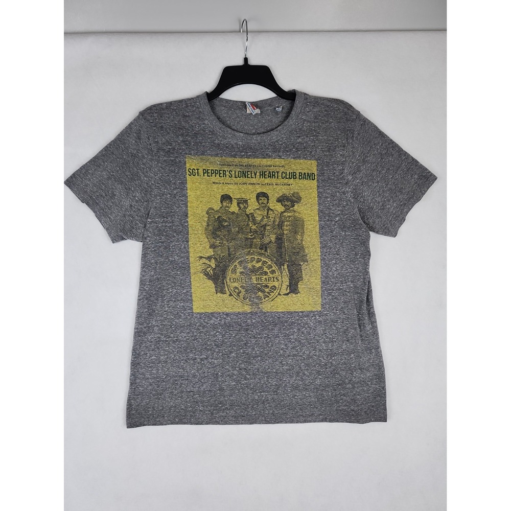 SGT Pepper's Lonely Hearts Club Band T-Shirt Junk Food Mens M Grey Short-Sleeve